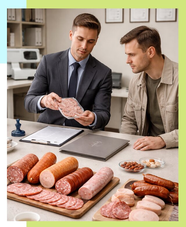 Сертификация колбасных изделий в Бугуруслане от 7643 р. | Алешин-Бгр